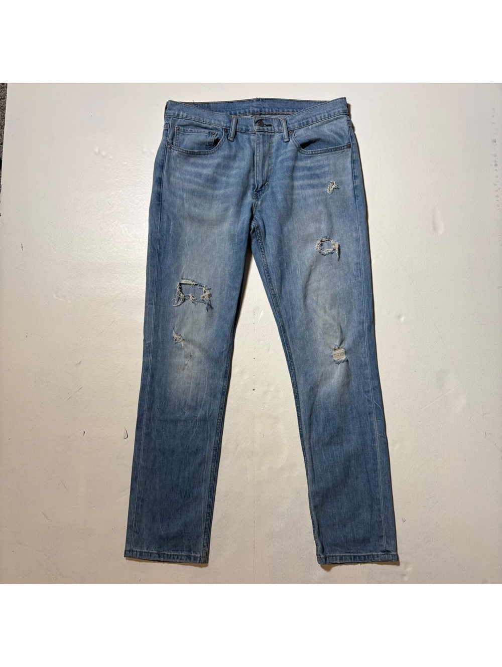 Levi's 511 Slim Fit Jeans Mens 34x32 Distressed Light Wash Denim